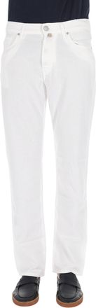 Jacob Cohen Edo Fit White Cotton Diagonal Chinos