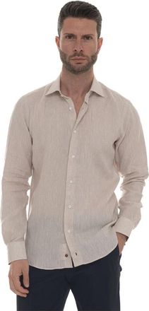 Carrel Overhemd - Heren - Casual Overhemden - Beige - 5XL - Linnen - Overhemden