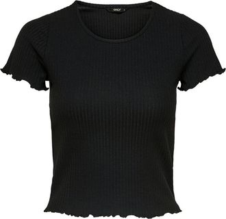 Only Enkele Dames T-Shirt in Zwart