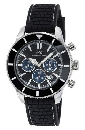 Porsamo Bleu Brandon Silicone Strap Chronograph, 44mm in Black-Blue at Nordstrom Rack