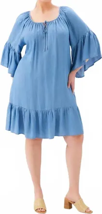 Karen Kane Ruffle Hem Dress In Chambray