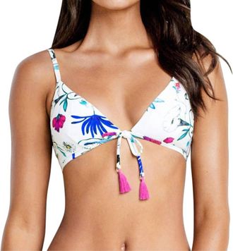 Seafolly Tie Front Bralette Bikini Top In Sea Flower Festival White