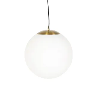 QAZQA Escandinavo L&aacute;mpara Colgante Escandinava Inteligente Dorada Con Cristal Opalino De 40 Cm Con Wifi A60 - Ball 40 Vidrio /acero Esfera Adecuado Para Led