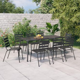 vidaXL Juego De Comedor De Jard&iacute;n 9 Piezas Acero Gris Antracita Vidaxl