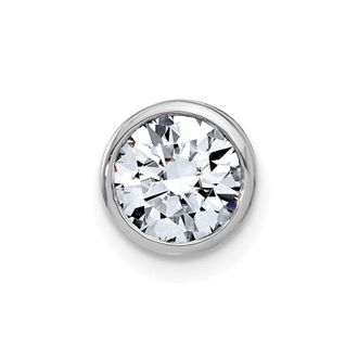 Diamond2Deal 14k White Gold Round Bezel Set Moissanite Chain Slide Pendant