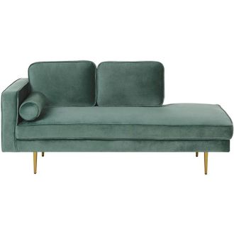 Beliani Beliani - Modern Glam Velvet Chaise Lounge Mint Green Upholstery Gold Metal Legs Miramas