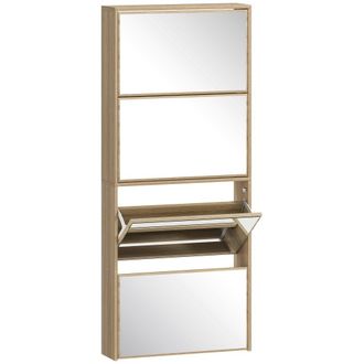 HOMCOM Zapatero estrecho 63x17x146 cm madera natural