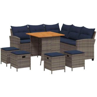 vidaXL Vidaxl - Set De Sof&aacute;s De Jard&iacute;n En Forma De L Con Cojines 6 Pzas Gris