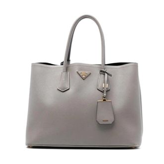 Prada Pre-owned Handbags, female, Gray, Size: ONE SIZE Pre-owned Structured Leather Tote