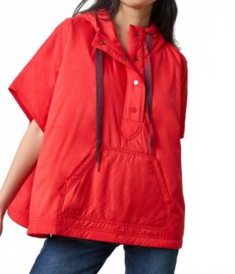 Lilla P Hooded Poncho In Ruby