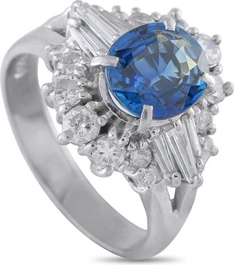 Luxury Bazaar Platinum 0.87 ct Diamond and 1.97 ct Sapphire Ring MF25-101625