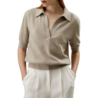 LilySilk Womens Baby Cashmere Polo Sweater in Camel at Nordstrom, Size X-Small