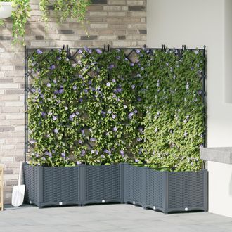 Berkfield Home Garden Planter with Trellis 5 pcs Light Grey 120x120x143 cm | Size: 120 x 120 x 143 cm