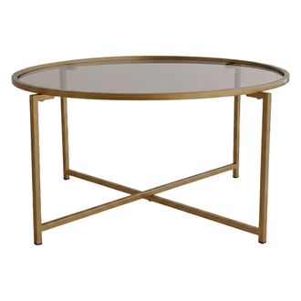 Dmora Mesa de centro de metal dorado 83x83x40h cm