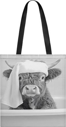 Generic Funny Highland Cow Bath Womens Tote Casual Shopping Bag Lightweight Shoulder Bags Hobos Handbag for Work Travel Daily 35x40cm