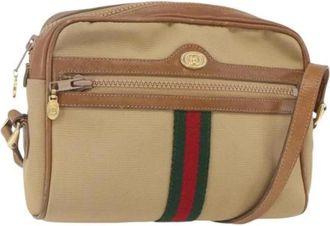 Gucci Pre-owned Canvas Crossbodytas - Dames - Vintage Schoudertas - Beige - ONE Size - Vintage