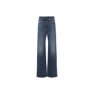 Brunello Cucinelli Jeans, Dames, Blauw, M, Denim, Wide Leg Denim Pants