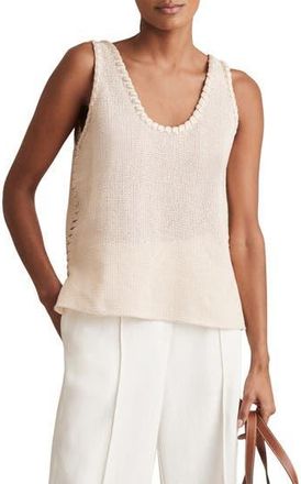 Reiss Carla Whipstitch Trim Open Stitch Tank in Cream at Nordstrom Rack, Size 10 Us / 14 Uk