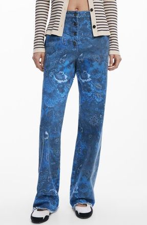 Desigual Low Rise Frayed Hem Flare Leg Jeans in Light Blue at Nordstrom, Size Large