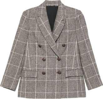 Brunello Cucinelli Checked Double-breasted Blazer