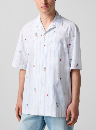 Jacquemus Mens Stripes and vegetables cabana shirt