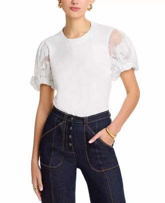 Cinq &agrave; Sept Yashi Puff Sleeve Top In White