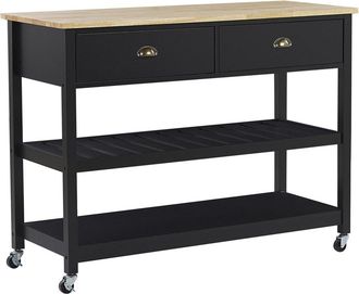 Beliani Carrito de cocina madera negro