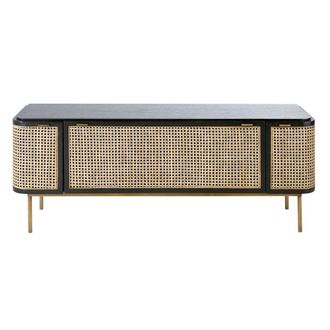 Maisons du monde Mueble de TV con 3 puertas y rejilla de mimbre 140 cm
