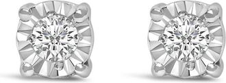 House of Brilliance 925 Sterling Silver 1/10 Cttw Round Brilliant-Cut Lab Grown Diamond Miracle-Set Stud Earrings