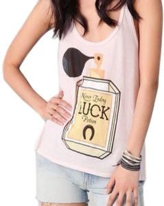 Wildfox NEW Wildfox Never Ending Luck Baby Pink Tank Top Size L