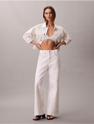 Calvin Klein Jeans Calvin Klein Womens Ultra High Rise Wide Leg Jeans - White - 28W x RL
