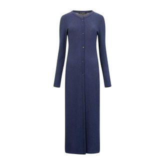 French Connection Dames Meera Geribbelde Maxi Jurk (Blauw)