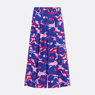 La Redoute Collections Bedrukte broek met wijde pijpen en figuurnaden