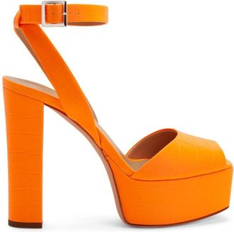 Giuseppe Zanotti 120mm Betty platform sandals - women - Leather/Fabric/Fabric - 38 - Orange