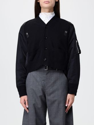 sacai Cardigan bicolor in cotone e nylon con tasche a zip