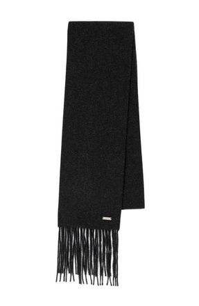 Sandro Fringed wool scarf in Heather Charcoal at Nordstrom