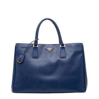 Prada Blue Leather Handbag Tote Bag (Pre-Owned)
