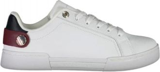 Tommy Hilfiger Schoenen, Dames, Wit, 41 EU, Leer, Button Detail Sneaker