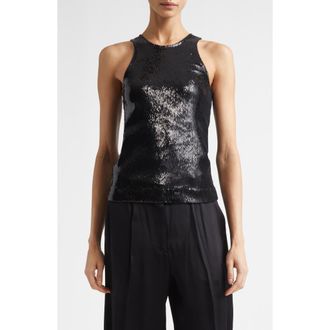 Toteme Curved Sequin Tank in Black at Nordstrom, Size Xx-Small