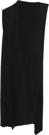 Issey Miyake Asymmetrische mouwloze jurk met plooien - Zwart
