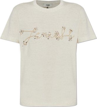 Fendi T-shirt With Shimmering Appliqués