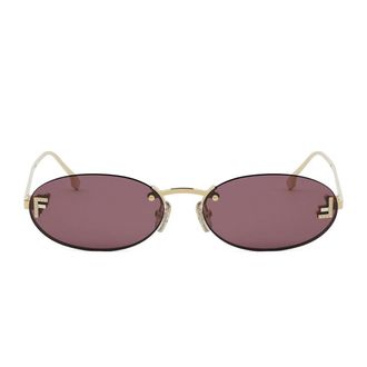 Fendi First Crystal Gold Oval Sunglasses