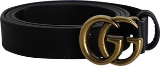 Gucci Pre-owned Womens GG Marmont Buckle Belt 75 in Black Leather Leather (archived) - One Size