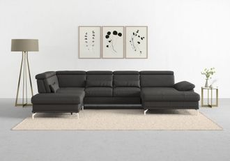 Sit&more Wohnlandschaft »Cabrio U-Form, B: 359 cm, mit Sitztiefen-, Arm- & Kopfteilverstellung« 3 Nierenkissen, Federkern, optional Bettfunktion und Stauraum