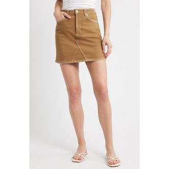 Rails Laurel Embroidered Stitch Denim Miniskirt in Safari Embroidered at Nordstrom Rack, Size 28