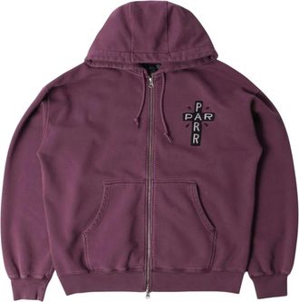 by Parra Hoodies & sweatvesten, Heren, Paars, XL, Katoen, A Cross To Bear Zip Hooded Sweatshirt
