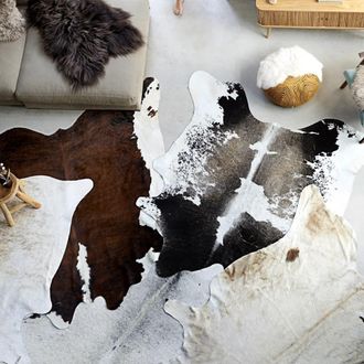 Berkfield Home Real Cow Hide Rug Black & White 150x170 cm | Size: 100 cm diameter