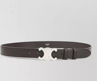 Celine textured leather belt silver-tone hardware