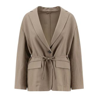 Brunello Cucinelli Dames, Jassen, Bruin, Maat: XS Linnen