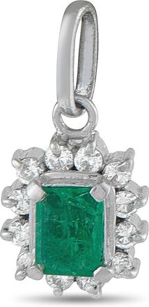 Luxury Bazaar Platinum 0.20ct Diamond and Emerald Pendant MF03-121625